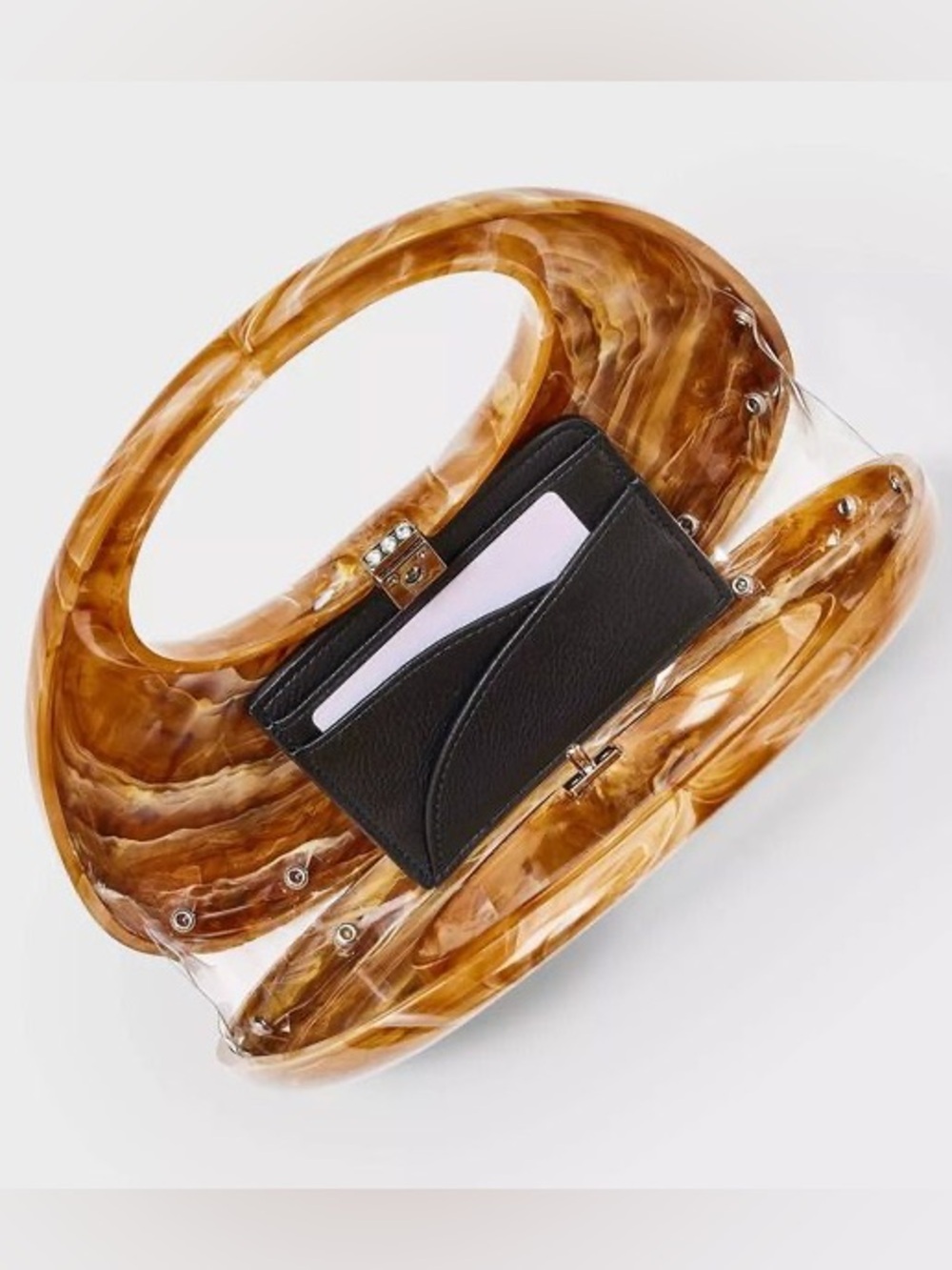 Target A New Day Acrylic Crescent Marble Minaudiere Clutch - Brown - Picture 3 of 13